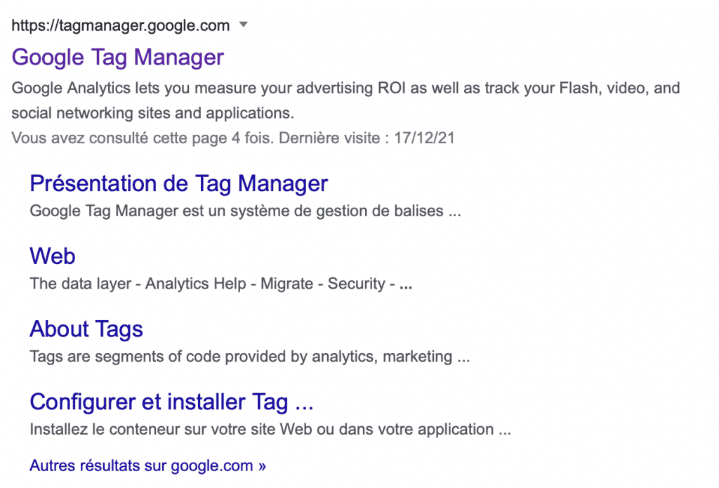 Aller sur le site Google Tag Manager
